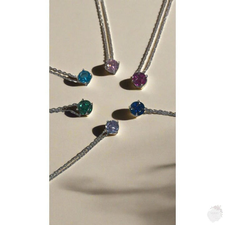 Eight Different Zirconia Sterling Silver Stones Necklaces