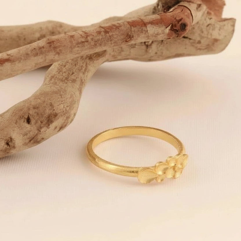 Gold Plated Floral Cluster Ring - Minimal Flower