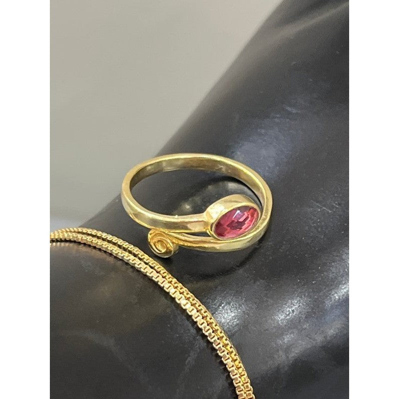 Elegance in Craftsmanship: Handmade 18 Karat Gold-Plated Ring with Pink Fushsia/ Pink Tourmaline