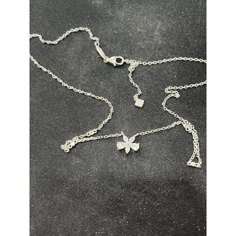 Elegant Blossoms: Sterling Silver Shiny Small Flower Necklaces