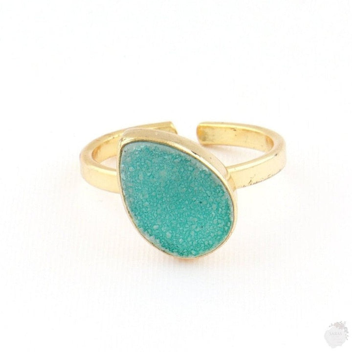 Elegant Green Drusy Gold Plated Ring