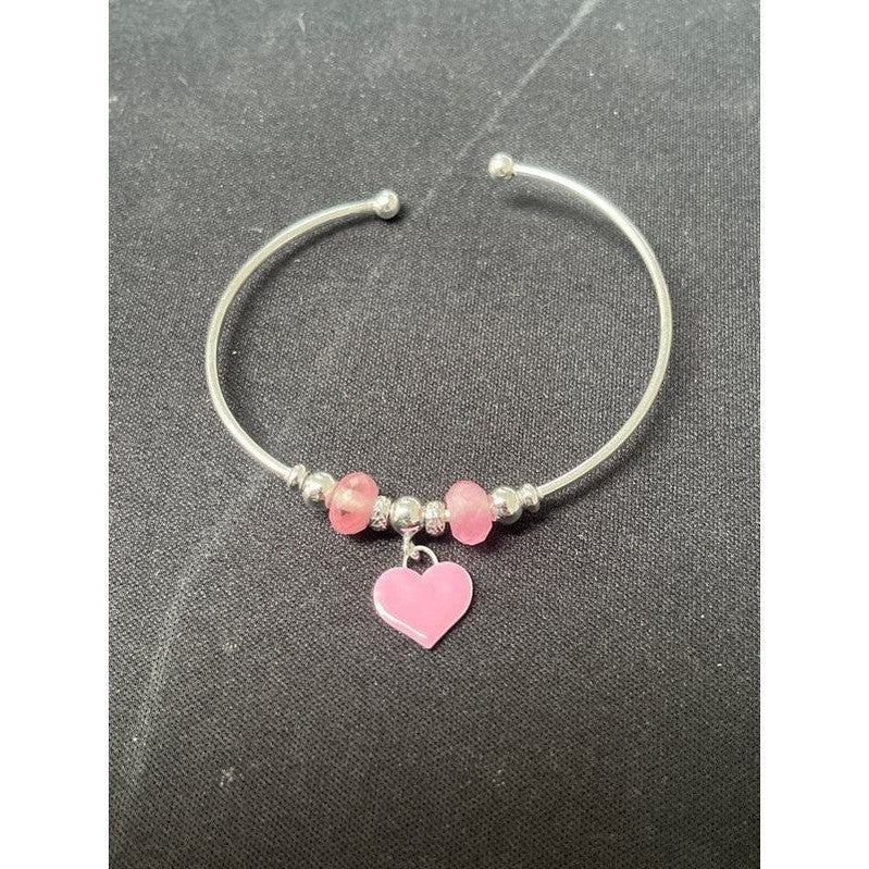 Elegant Pink Love Sterling Silver Bangle