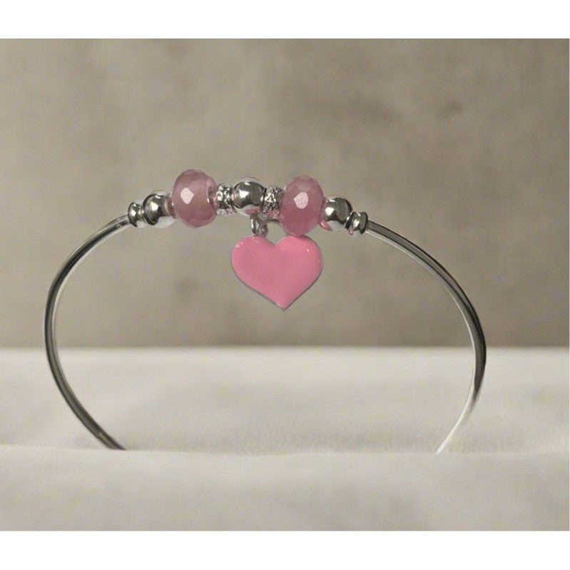 Elegant Pink Love Sterling Silver Bangle