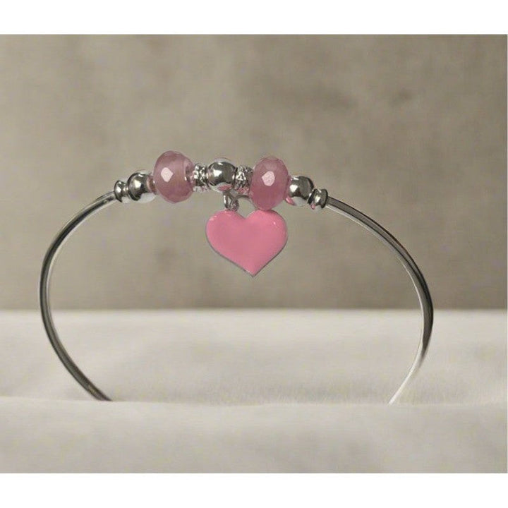 Elegant Pink Love Sterling Silver Bangle