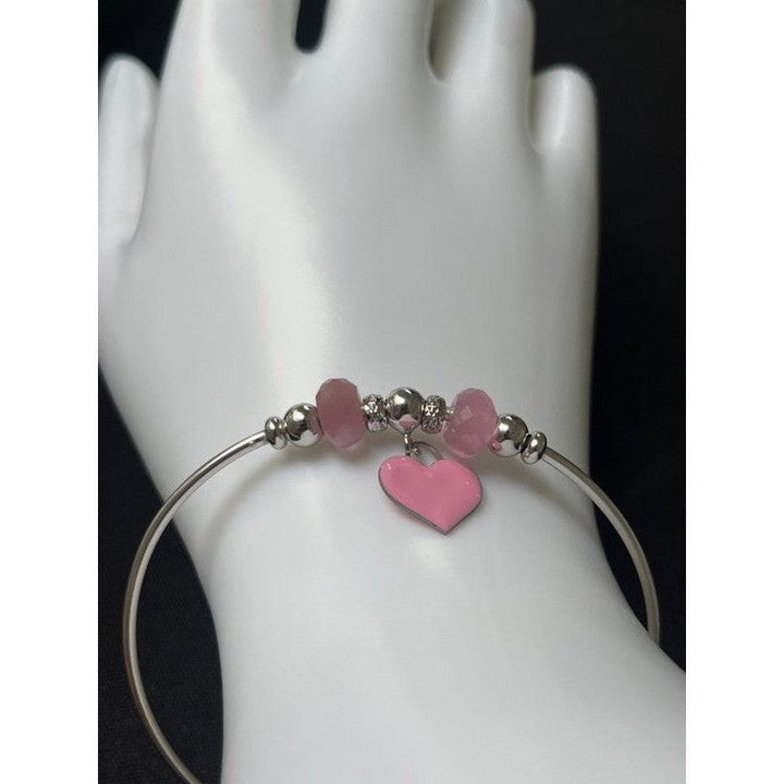 Elegant Pink Love Sterling Silver Bangle