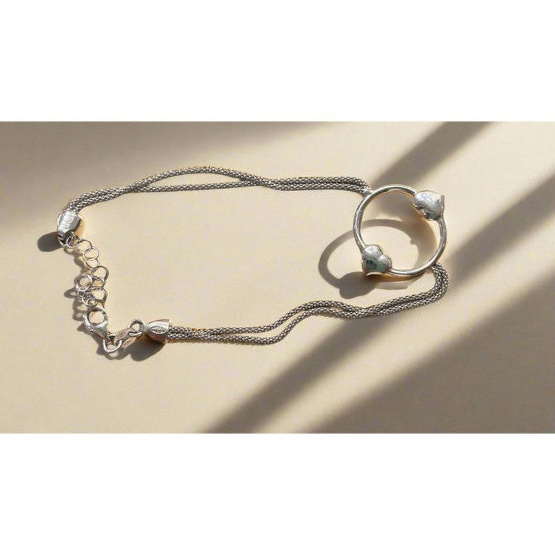 Elegant Sterling Silver Circle Love Bracelet