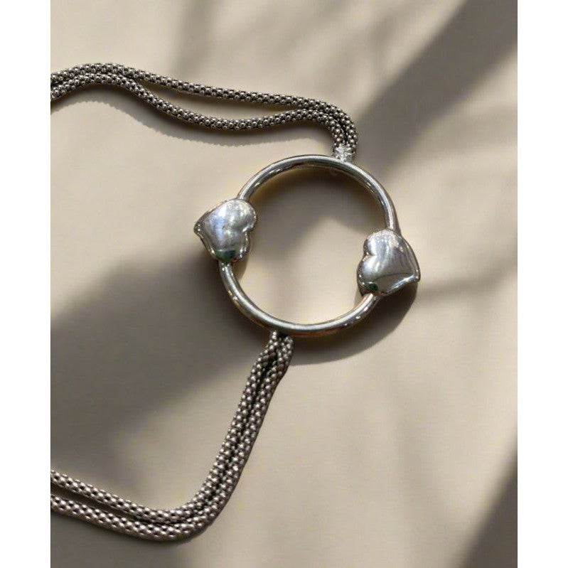 Elegant Sterling Silver Circle Love Bracelet