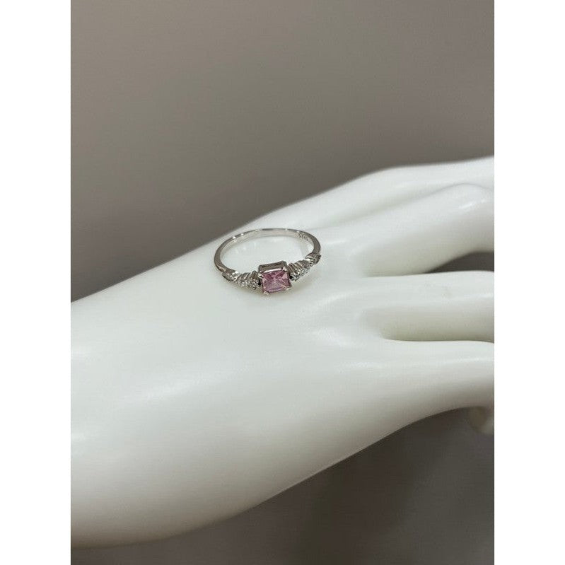 Elegant Sterling Silver Ring with Angelic Pink Zirconia