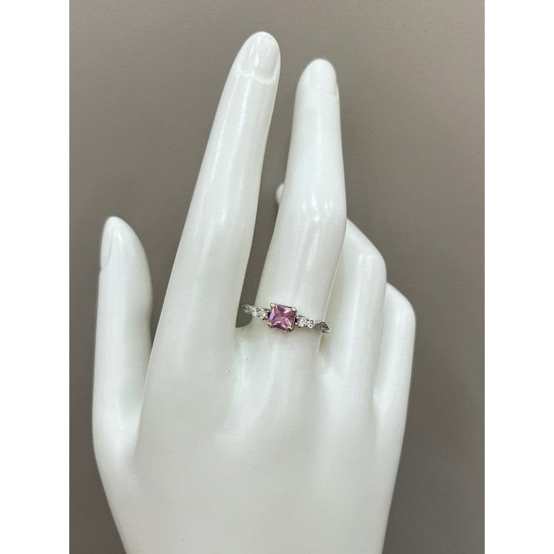 Elegant Sterling Silver Ring with Angelic Pink Zirconia