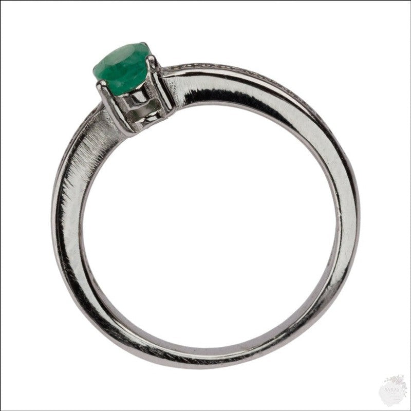 Elegant Sterling Silver Ring with Sapphire, Emerald & Ruby