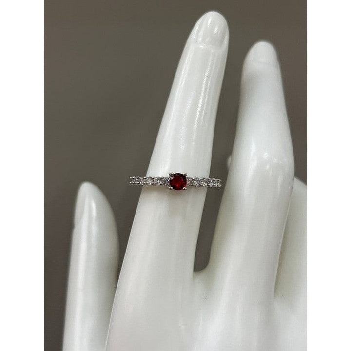 Elegant Zirconia Sterling Silver Ring with Sapphire, Emerald & Ruby