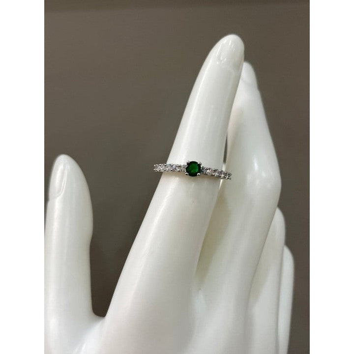 Elegant Zirconia Sterling Silver Ring with Sapphire, Emerald & Ruby