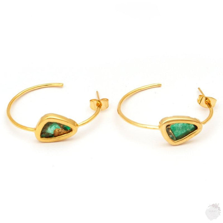 Emerald Copper Jade Mohave Hoop Earring