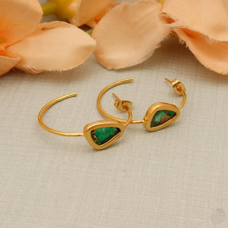 Emerald Copper Jade Mohave Hoop Earring