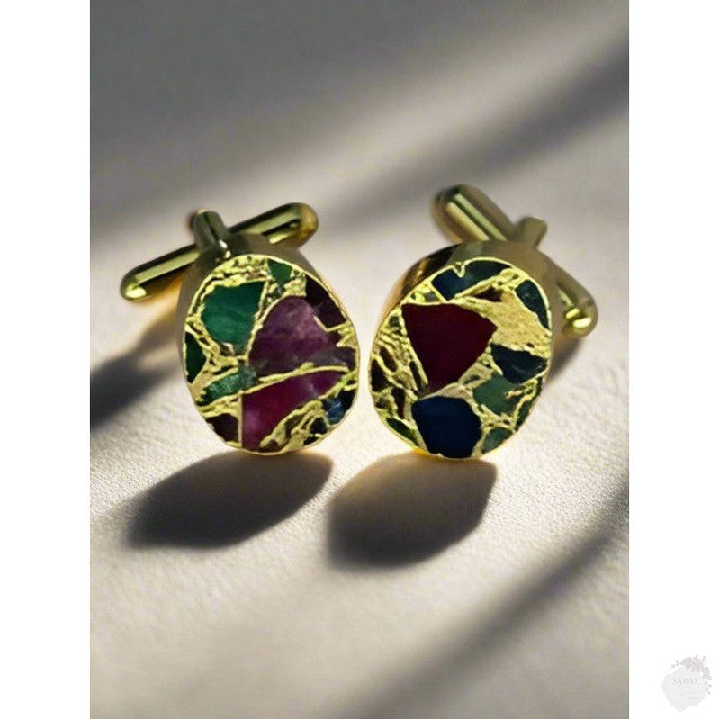 emerald & amethyst cufflinks