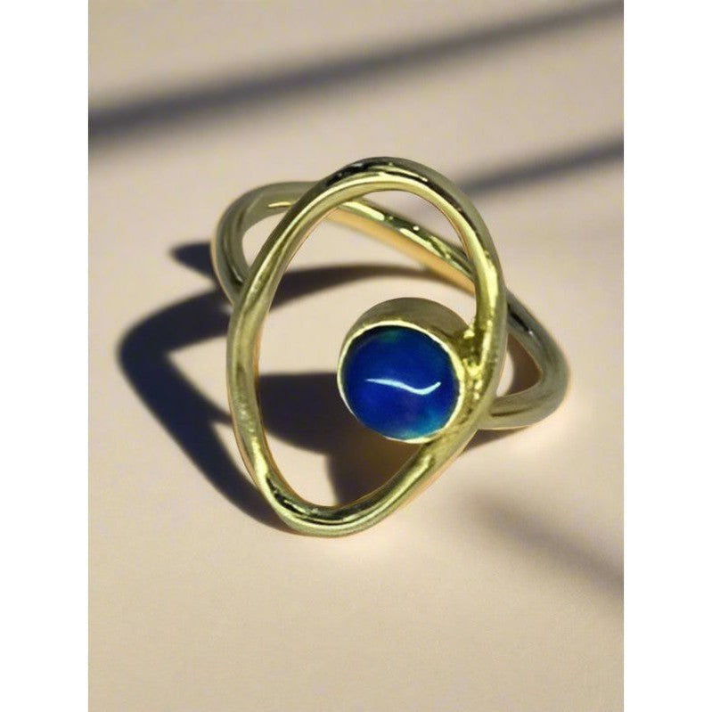 Eternal Elegance: Handcrafted 18 Karat Gold-Plated Sapphire Circle Ring