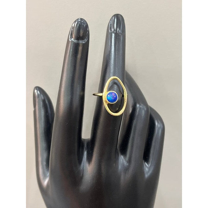 Eternal Elegance: Handcrafted 18 Karat Gold-Plated Sapphire Circle Ring