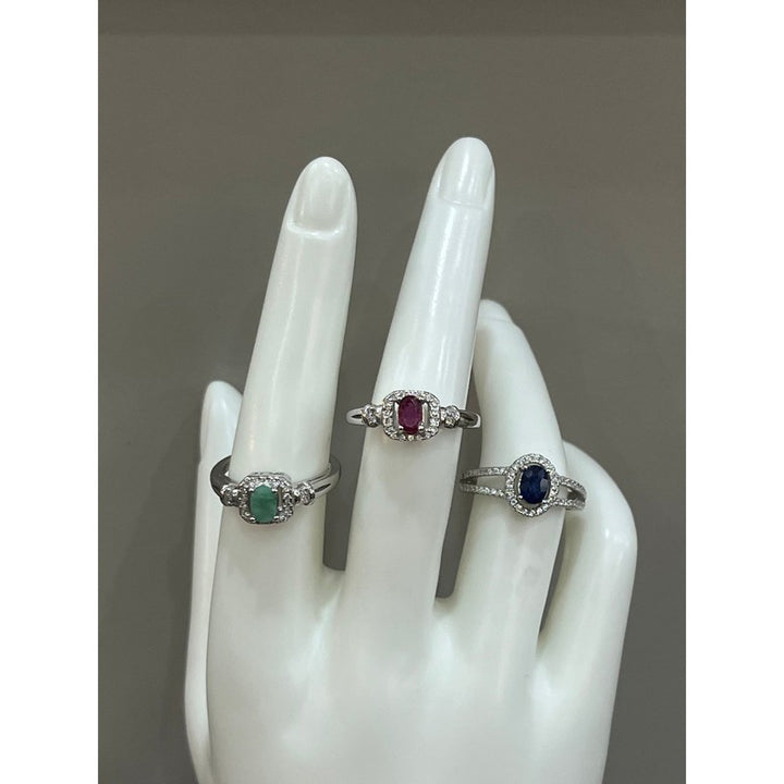 Exquisite Sterling Silver Rings with Zirconia, Sapphire, Ruby, and Emerald Stones