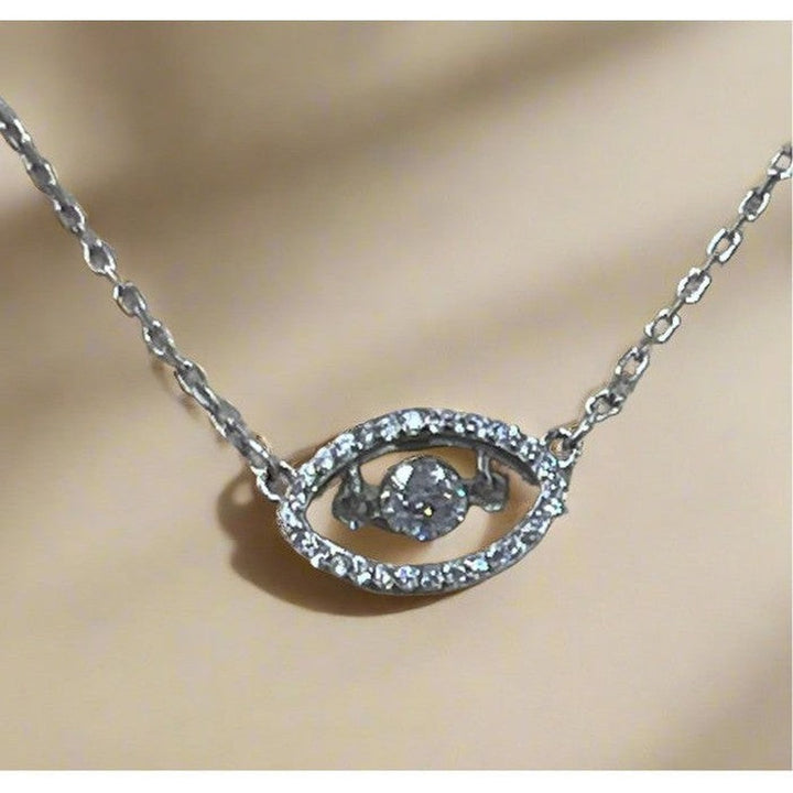 Glimmering Gaze: Sterling Silver Eye Necklace