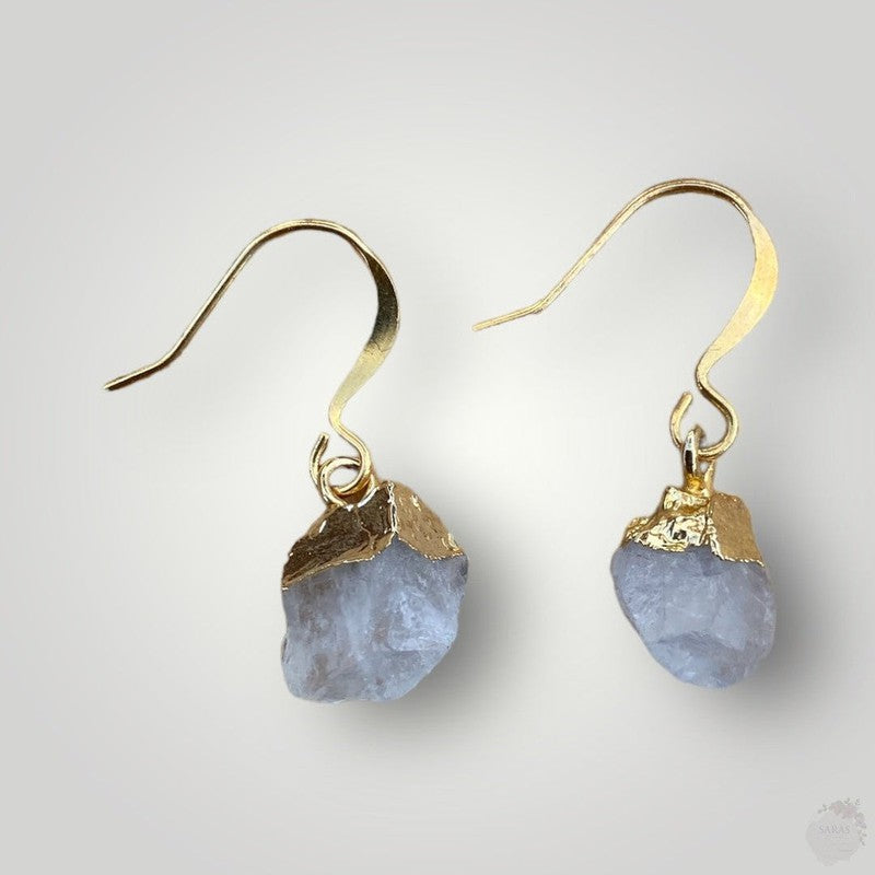 Gold-Plated Earrings with Semi-Precious Stones