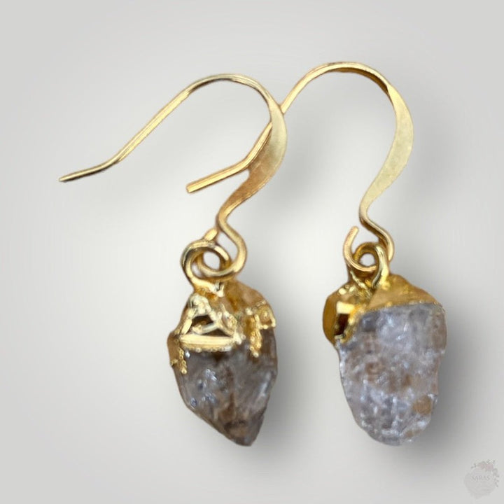 Gold-Plated Earrings with Semi-Precious Stones