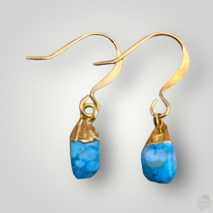 Gold-Plated Earrings with Semi-Precious Stones