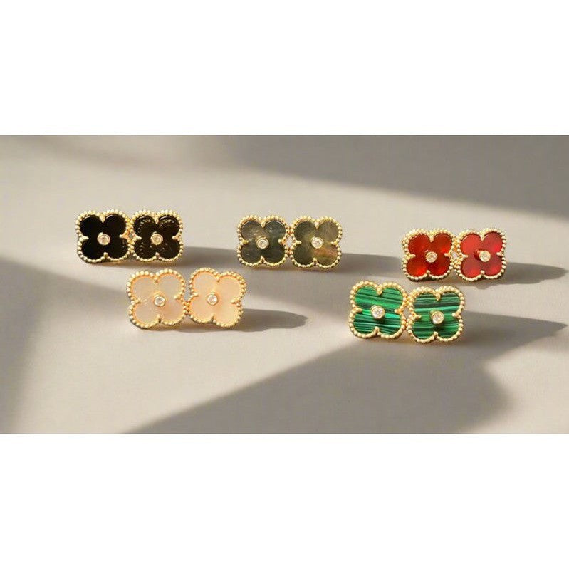 Gold Plated Floral Stud Earrings – Multi-Colour Collection