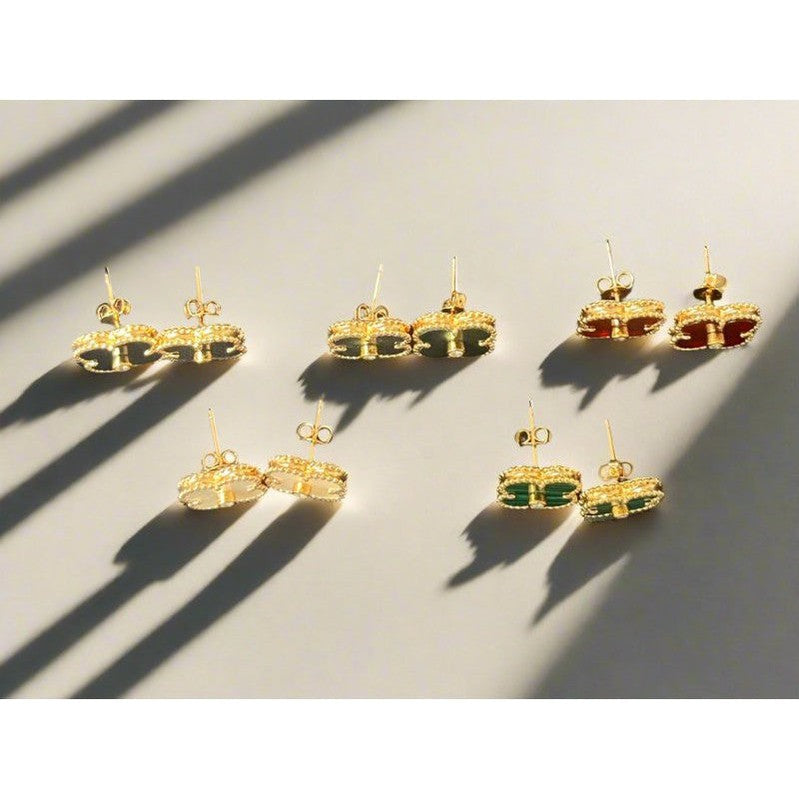 Gold Plated Floral Stud Earrings – Multi-Colour Collection