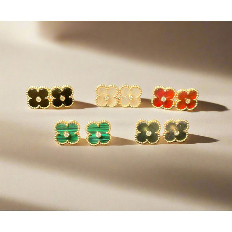 Gold Plated Floral Stud Earrings – Multi-Colour Collection