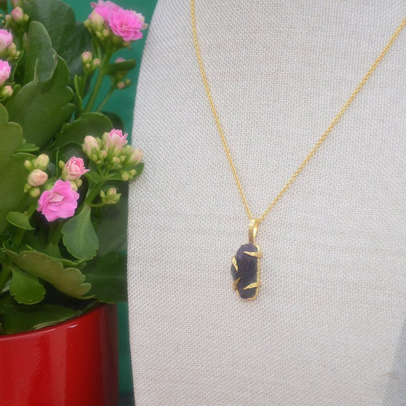 Gold Plated Necklace with Amethyst Pendant