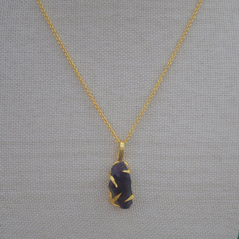 Gold Plated Necklace with Amethyst Pendant