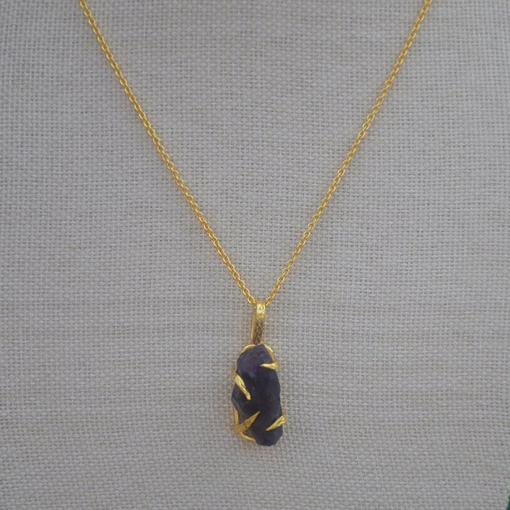 Gold Plated Necklace with Amethyst Pendant