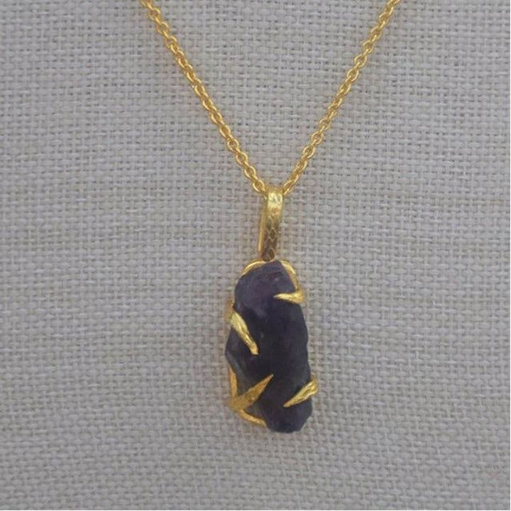 Gold Plated Necklace with Amethyst Pendant