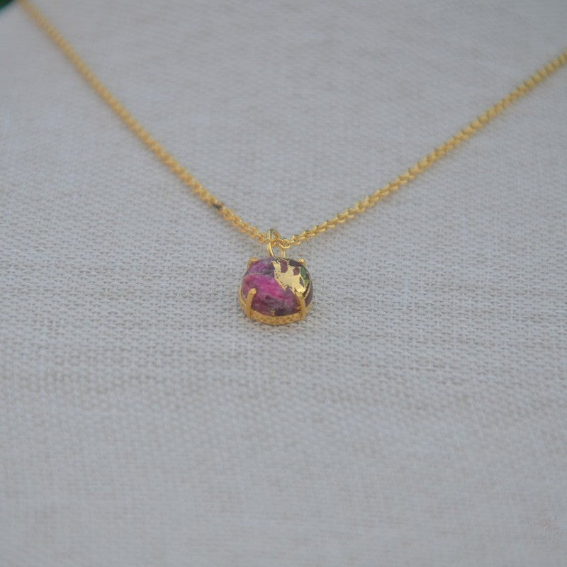 Gold Plated Necklace with Red Mohave Stone