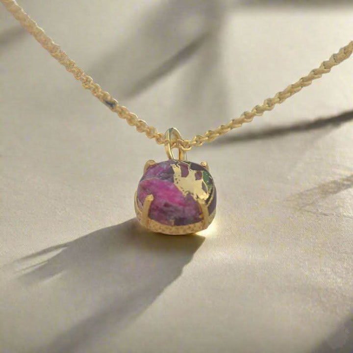 18K gold plated Mohave amethyst pendant necklace handcrafted UK adjustable chain