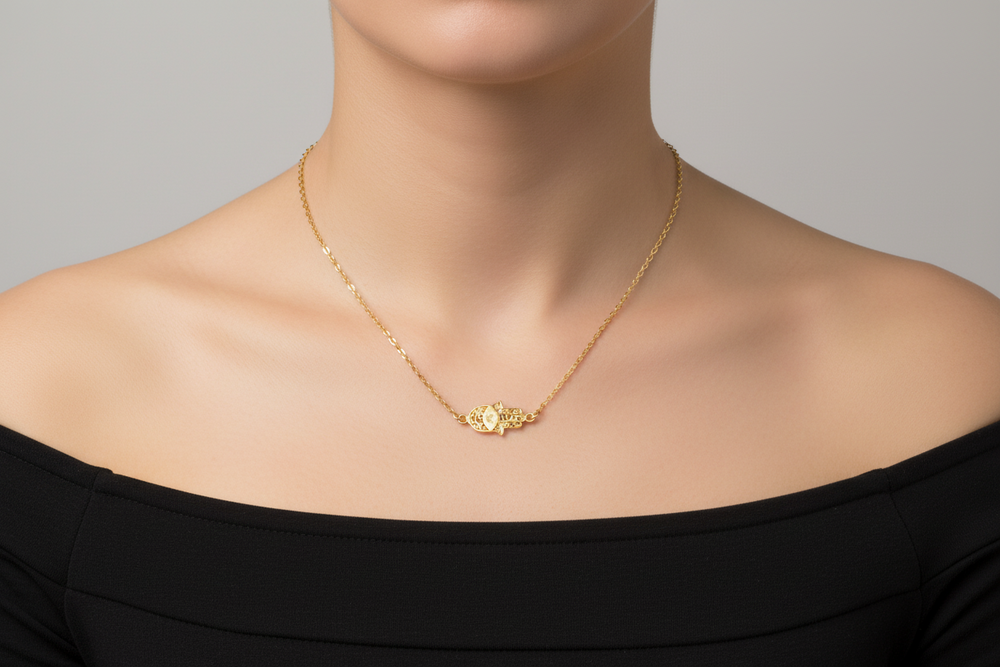 Hamsa Hand Gold Plated Necklace