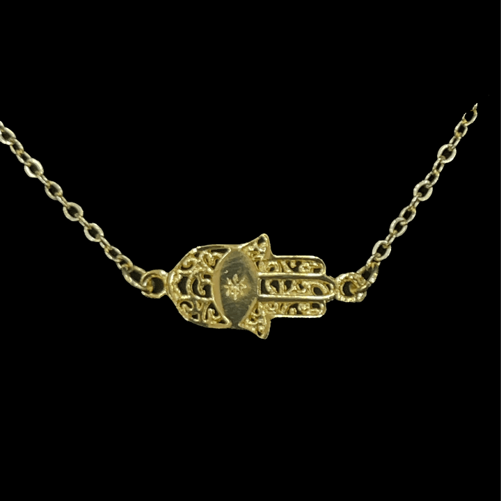 Adjustable Hamsa Hand Gold-Plated Necklace - Saras Beads & Jewellery