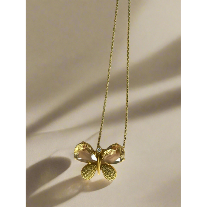 Golden Flutter: Handmade 18 Karat Gold-Plated Butterfly Necklaces