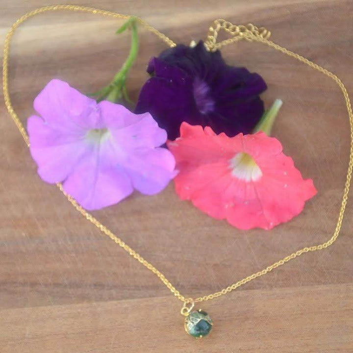 18K gold plated Mohave emerald pendant necklace handcrafted UK adjustable chain