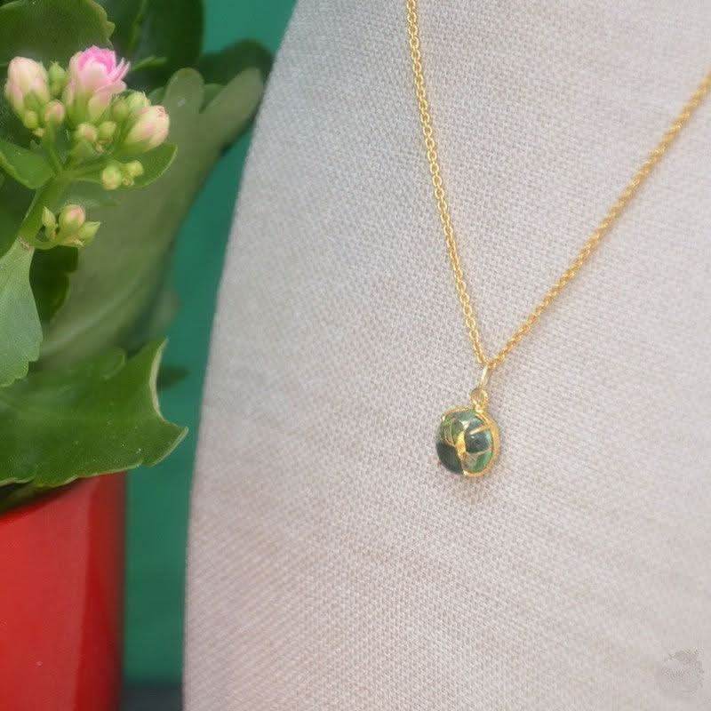 18K gold plated Mohave emerald pendant necklace handcrafted UK adjustable chain