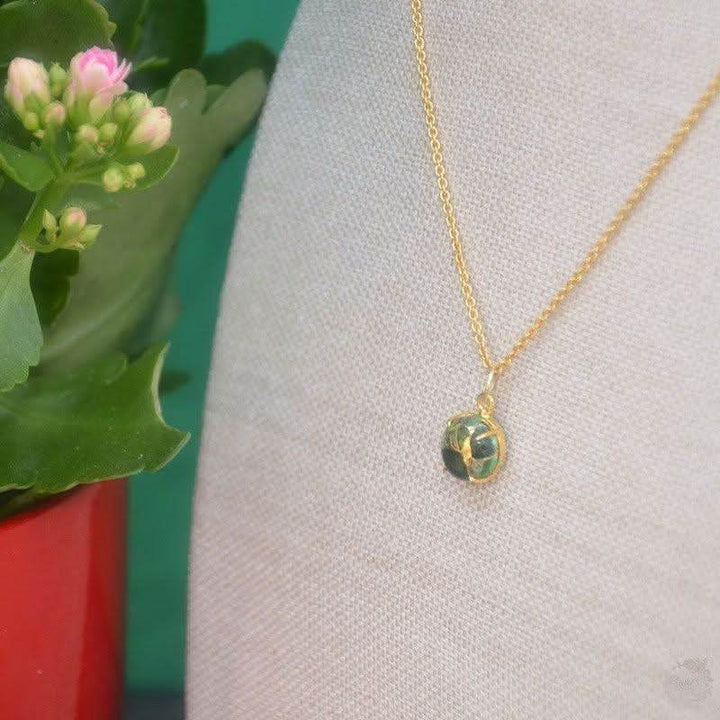 18K gold plated Mohave emerald pendant necklace handcrafted UK adjustable chain