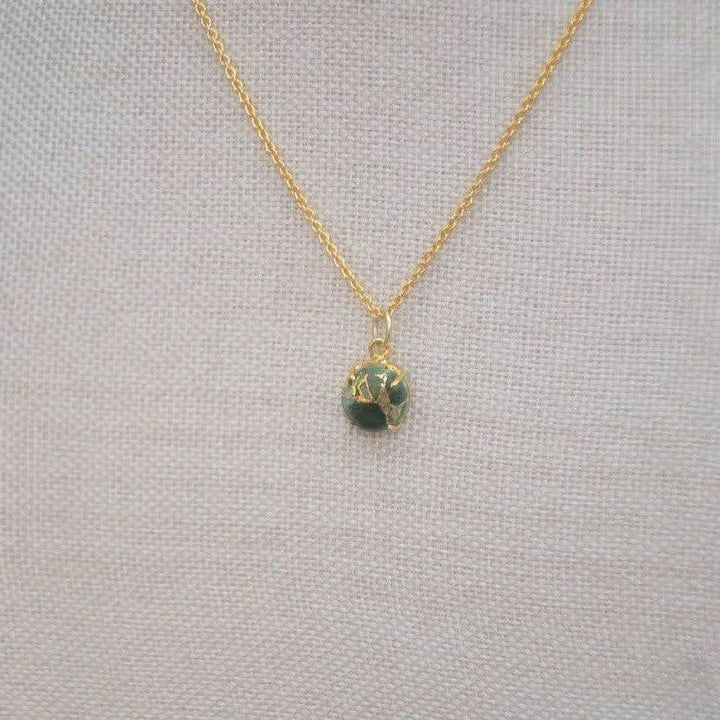 18K gold plated Mohave emerald pendant necklace handcrafted UK adjustable chain
