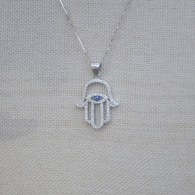 Hamsa Hand with Evil Eye Necklace