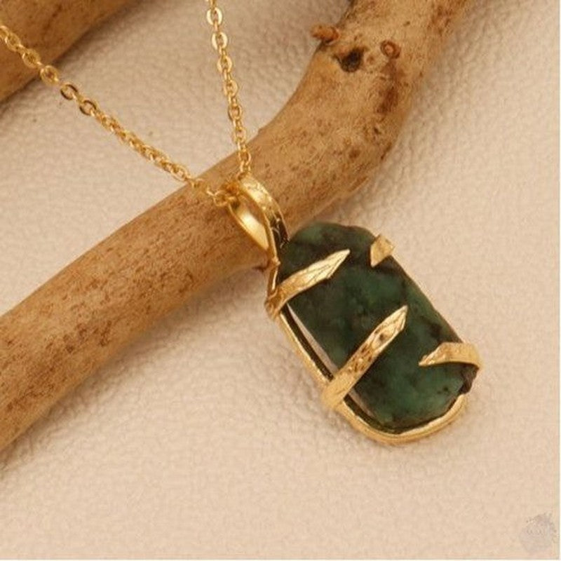 Handmade Raw Emerald gemstone necklace