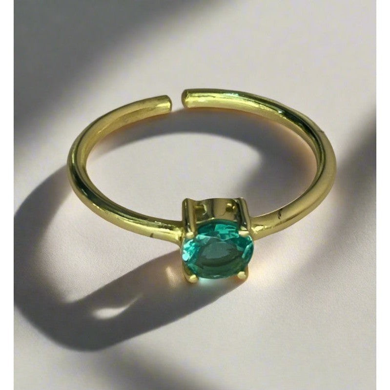 Harmony of Gems: Handcrafted 18 Karat Gold-Plated Emerald and Amethyst Ring