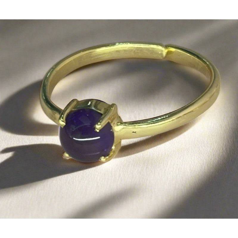 Harmony of Gems: Handcrafted 18 Karat Gold-Plated Emerald and Amethyst Ring