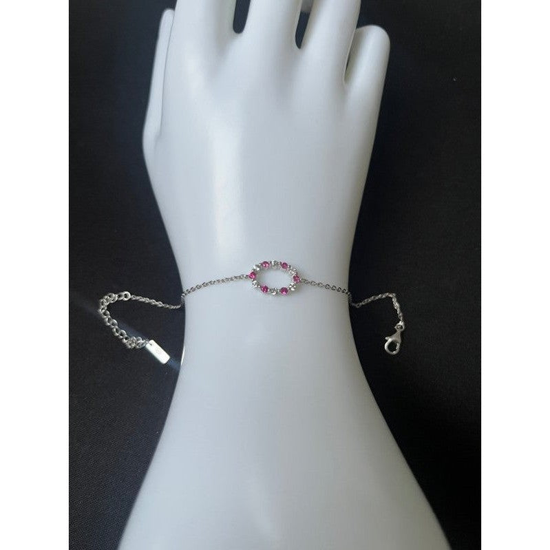 Large Fushia Zircon Sterling Silver Bracelet