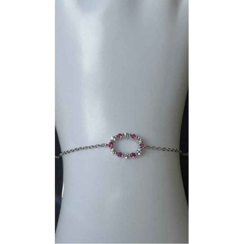 Large Fushia Zircon Sterling Silver Bracelet