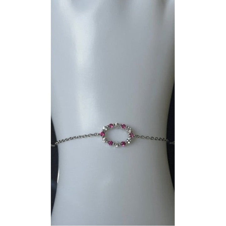 Large Fushia Zircon Sterling Silver Bracelet