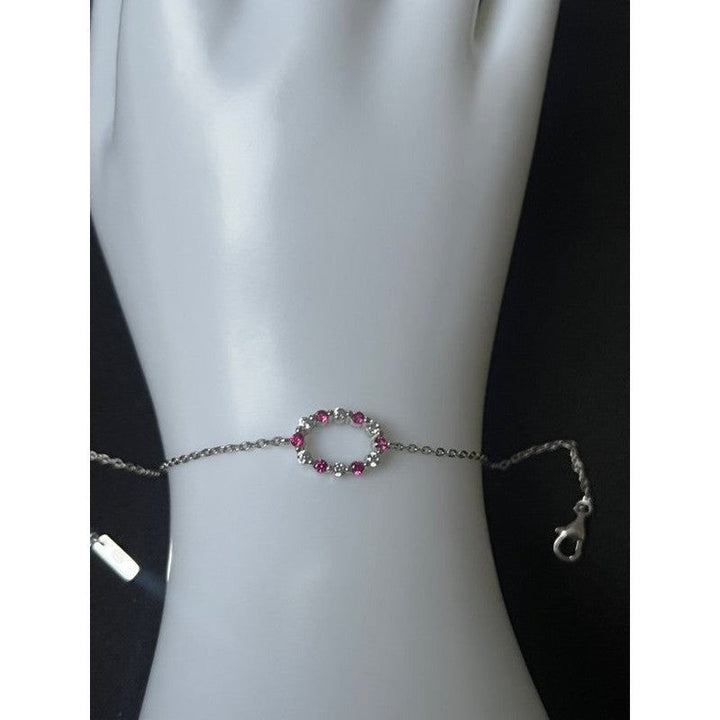 Large Fushia Zircon Sterling Silver Bracelet